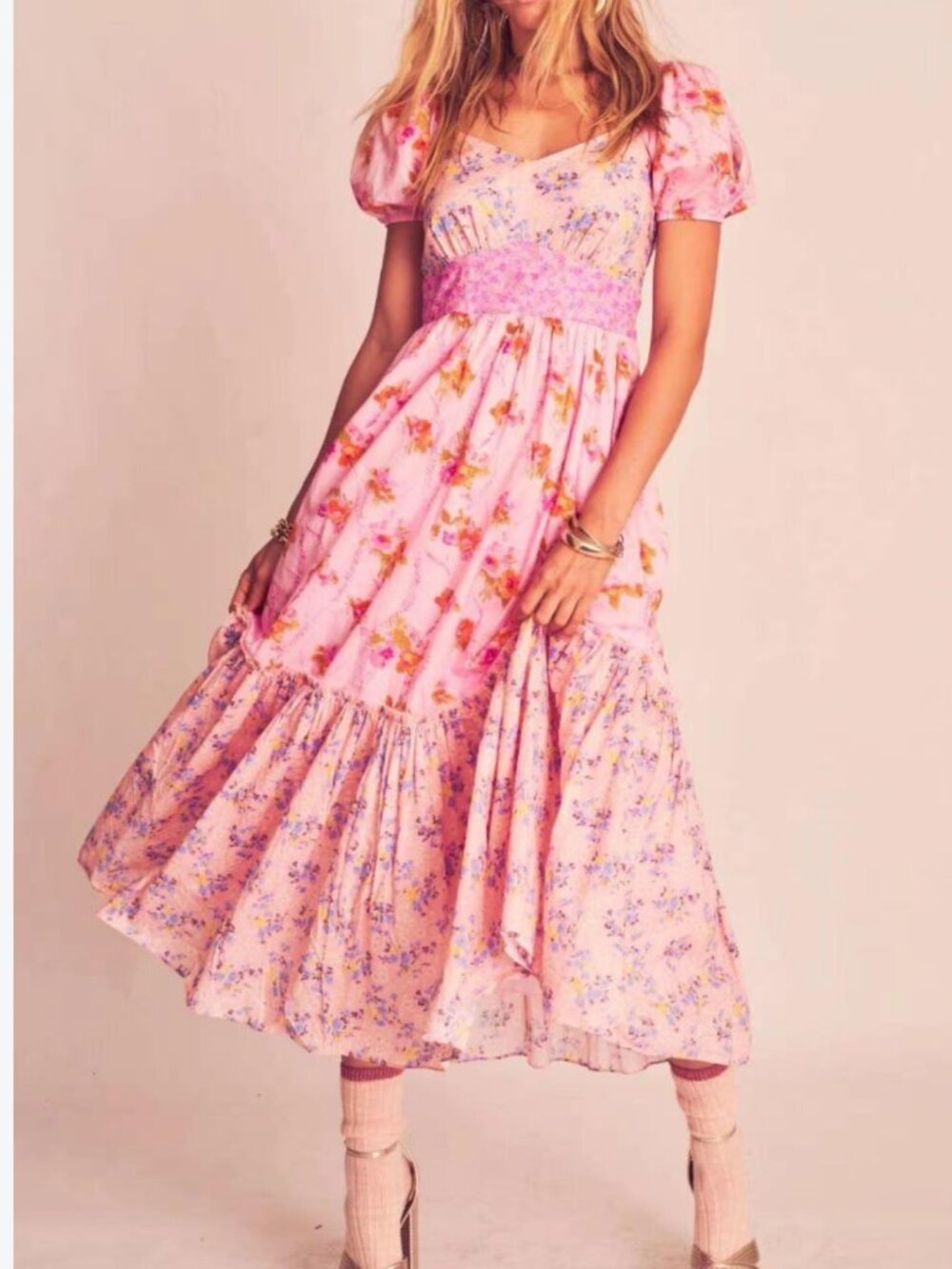 LoveShackFancy Angie Maxi Dress, Exploded Pink, Size 2